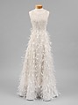 Evening dress, House of Balmain French, silk, glass, feathers, French