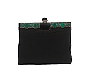 Evening bag, leather, metal, stone, French