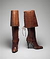 Boots, Alexander McQueen (British, founded 1992), leather, synthetic horn, British