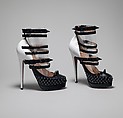 2009.422d,e: Both shoes together, one viewed from the front and one from the side Ensemble, (a–c) Rodarte (American, founded 2005), wool, silk, synthetic, leather, metal, American