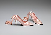 Evening shoes, House of Dior (French, founded 1946), silk, leather, glass, French