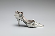 Evening shoes, House of Dior (French, founded 1946), silk, plastic, glass, metal, French