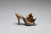 Evening shoes, House of Dior (French, founded 1946), silk, feather, French