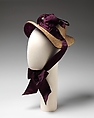 Promenade bonnet, straw, silk, American