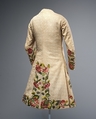 Waistcoat, linen, silk, metallic thread, British