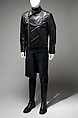 Ensemble, John Bartlett (American, born 1964), a) leather, rayon, metal;  b) wool, jet; c) wool, cotton, metal; d) wool/polyester blend; e,f) leather, metal, American