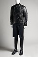 Ensemble, John Bartlett (American, born 1964), a) leather, rayon, metal;  b) wool, jet; c) wool, cotton, metal; d) wool/polyester blend; e,f) leather, metal, American