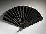 Mourning fan, wood, silk, American