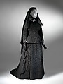 Mourning dress, silk, glass, French