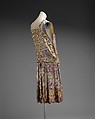 Evening dress, House of Patou (French, founded 1914), silk, glass, metallic thread, plastic, French