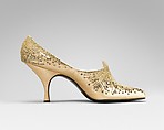 Evening shoes, House of Dior (French, founded 1946), silk, glass, metal, French