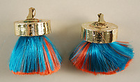 Earrings, Giorgio di Sant&#39;Angelo (American, born Italy, 1933–1989), cork, synthetic fiber, metal, American