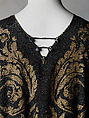 Tea gown, Fortuny (Italian, founded 1906), silk, glass, Italian