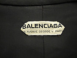 Evening ensemble, House of Balenciaga (French, founded 1937), (a-c) silk; (d, e) silk, leather; (f, g) silk, metal; (h) silk, glass, French