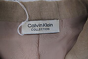Ensemble, Calvin Klein (American, founded 1968), (a) linen, synthetic, (b) linen, (c) linen, (d) silk, (e) silk, American