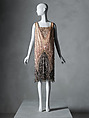 Evening dress, silk, metal, crystals, Probably French