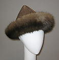 Hat, House of Balmain  French, leather, fur, silk, cotton, French