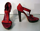 Shoes, Yves Saint Laurent  French, a,b) leather, wood, French