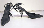 Shoes, House of Chanel  French, a,b) silk, leather, metal, French