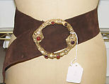 Belt, Yves Saint Laurent French, born Algeria, leather, metal, glass, probably French