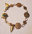 Necklace, Yves Saint Laurent  French, metal, turquoise, French
