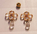 Earrings, Goossens French, a,b) metal, quartz, rhinestone, French