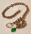 Necklace, metal, glass, American or European