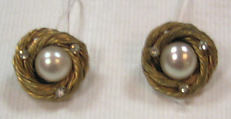 Earrings, House of Chanel  French, metal, faux pearl, rhinestone, French