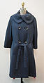 Coat, Mainbocher (French and American, founded 1930), wool, silk, plastic (cellulose nitrate), American