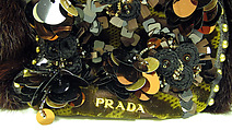 Ensemble, Prada (Italian, founded 1913), (a) leather, synthetic; (b) synthetic; (c, d) leather, synthetic, metal; (e) fur, leather, silk, synthetic, metal, Italian