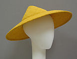Hat, James Galanos (American, Philadelphia, Pennsylvania, 1924–2016 West Hollywood, California), straw, synthetic, American