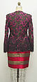 Suit, Attributed to James Galanos (American, Philadelphia, Pennsylvania, 1924–2016 West Hollywood, California), (a) synthetic, jet, foil; (b) silk, cotton, foil, American