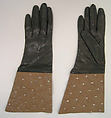 Gloves, a,b) leather, synthetic, probably European