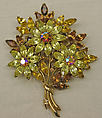 Brooch, Trifari American, metal, glass, American