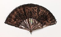Fan, mother-of-pearl, silk, metal, probably French