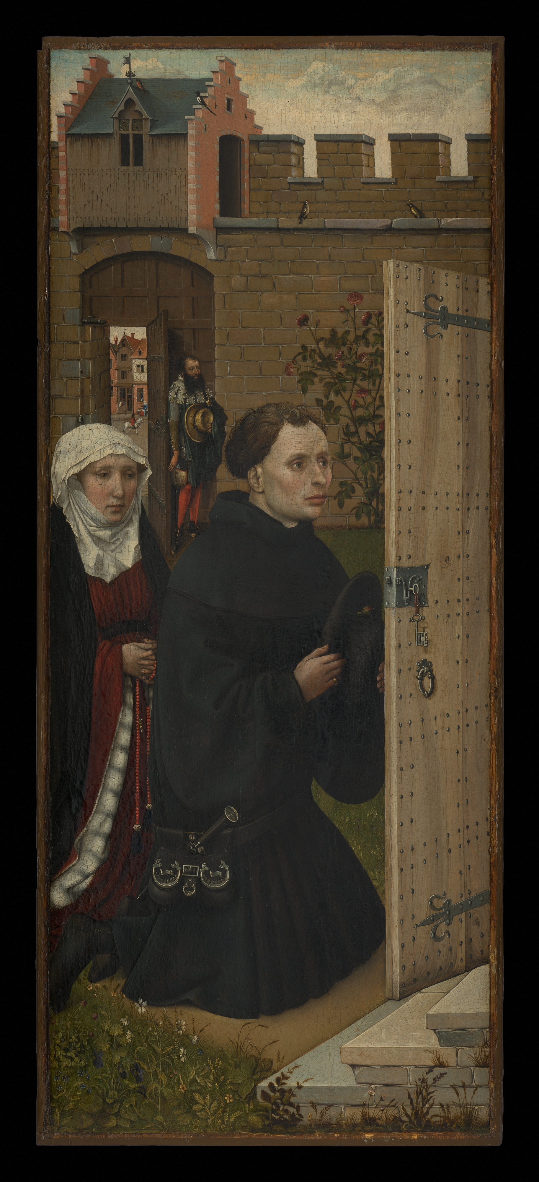 ドイツアンティーク　19世紀　宗教　コミュニオン　祭壇　聖体拝領 Workshop of Robert Campin - Annunciation Triptych (Merode