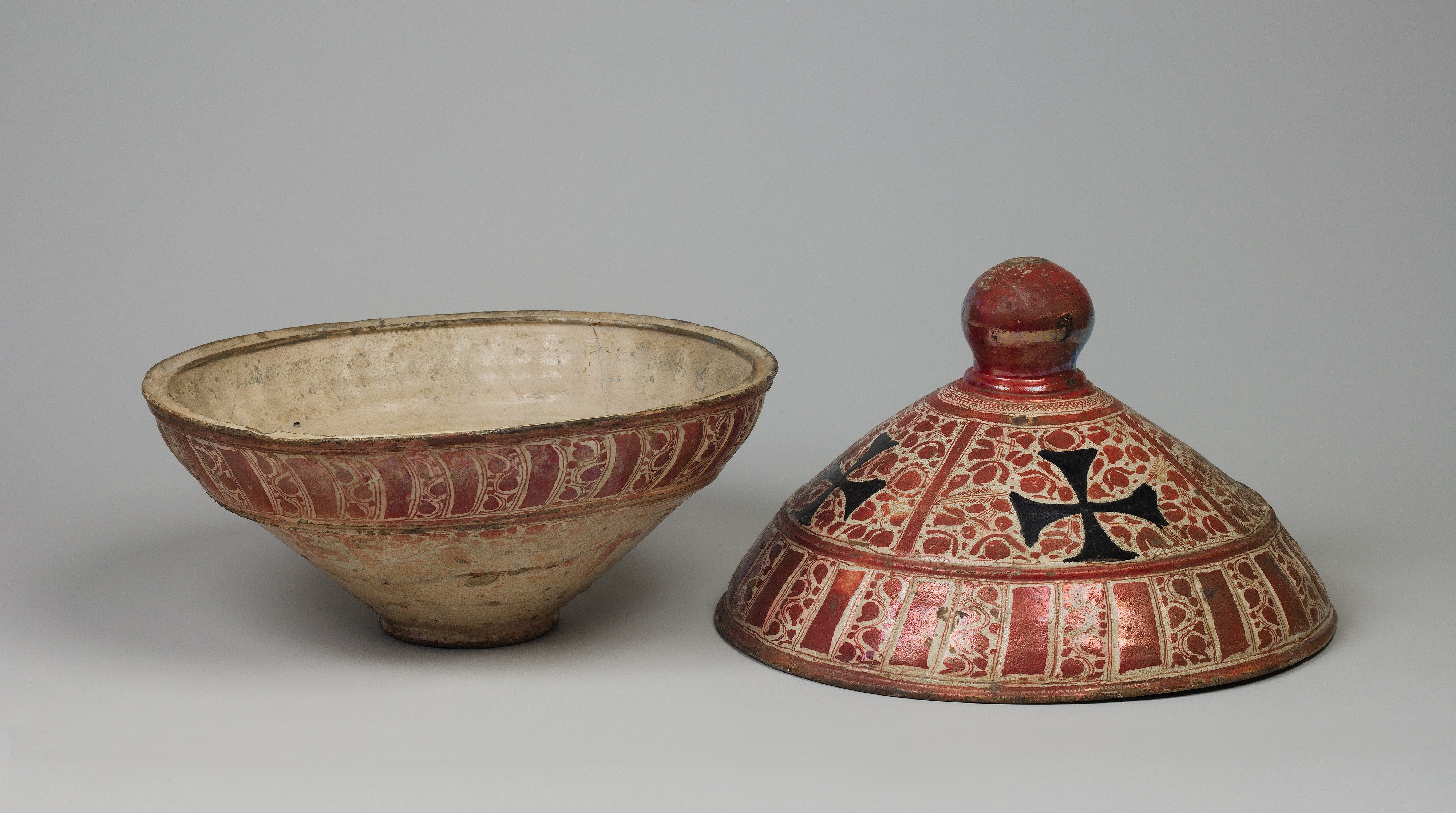 Bowl with Cover third quarter 16th century Spanish The form of this deep,  covered bowl is similar to the tagines famously used in North African  cuisine today. Cooking pots of that type
