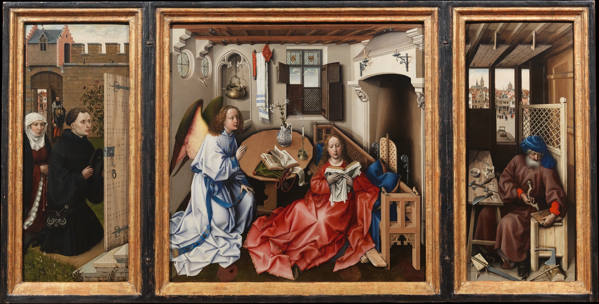 Workshop of Robert Campin, Annunciation Triptych (Merode Altarpiece), South Netherlandish