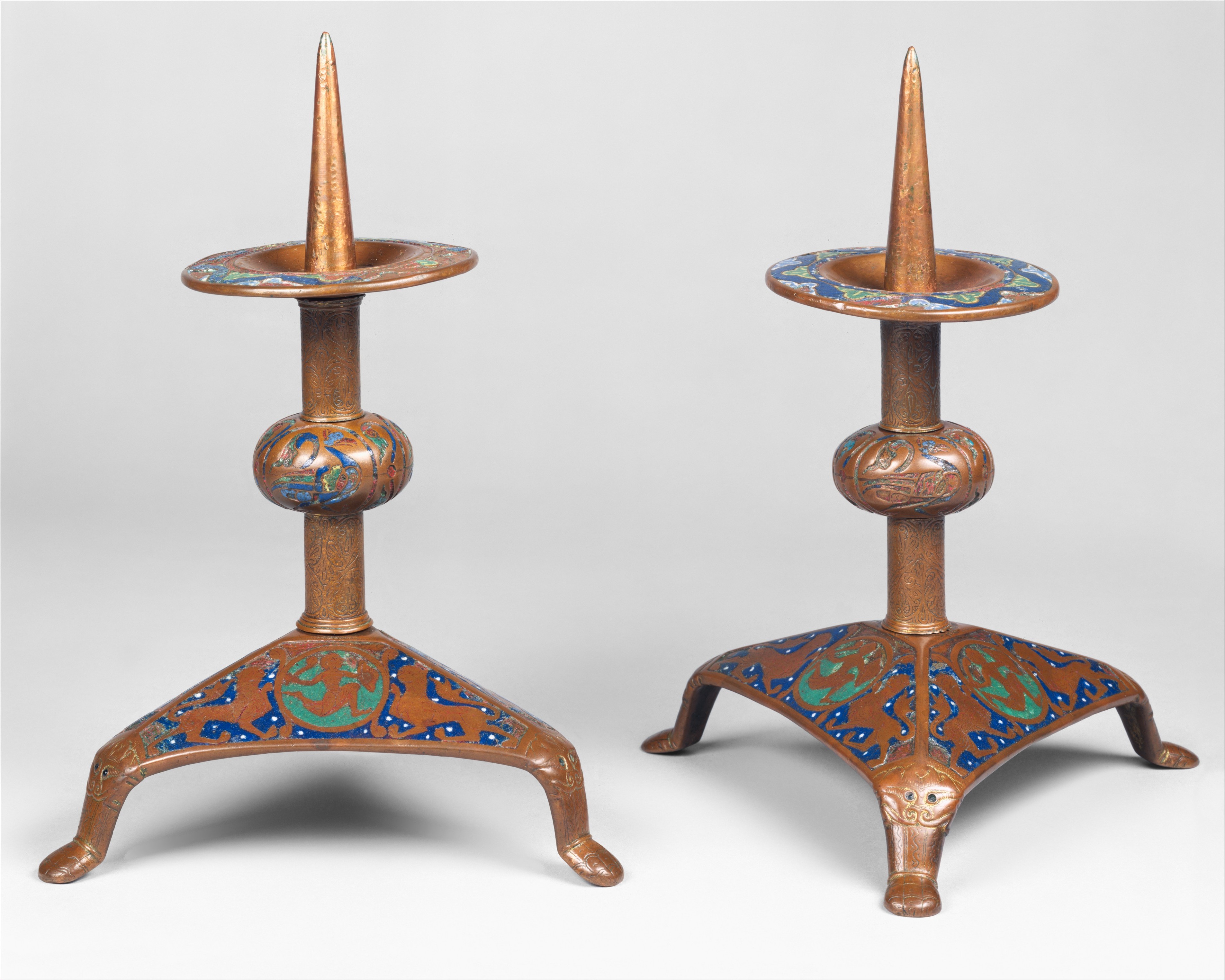 A pair of probably Flemish 17th century brass pricket candlesticks. -  Bukowskis