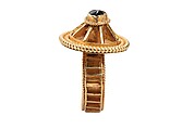 Merovingian Cloisonné Architectural Ring, Gold and garnet, French