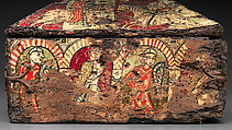 Coffret with the Legend of Guilhem, count of Toulouse, Walnut, painted, iron mounts, South French