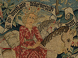 Two Scenes from "Der Busant" (The Buzzard), Linen wrap; wool, silk, and metallic wefts, Upper Rhenish