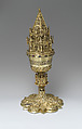 Covered Chalice, Silver, gilded with rubies, sapphires, diamonds, and crystals, Spanish