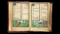 Folios 3v-4r, May / June Book of Hours, Simon Bening (Netherlandish, Ghent (?) 1483/84–1561 Bruges), Tempera, gold, and ink on parchment; modern red leather binding, Netherlandish
