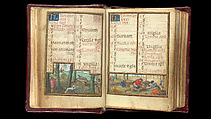 Folios 6v-7r, November / December Book of Hours, Simon Bening (Netherlandish, Ghent (?) 1483/84–1561 Bruges), Tempera, gold, and ink on parchment; modern red leather binding, Netherlandish
