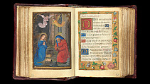Folios 52v-53r, The Nativity of Jesus (Prime) / full-page border Book of Hours, Simon Bening (Netherlandish, Ghent (?) 1483/84–1561 Bruges), Tempera, gold, and ink on parchment; modern red leather binding, Netherlandish