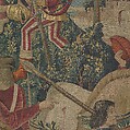 The Hunters Return to the Castle (from the Unicorn Tapestries), Wool warp with wool, silk, silver, and gilt wefts, French (cartoon)/South Netherlandish (woven)