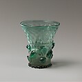 Beaker, Free- and mold-blown glass with applied decoration, German