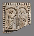 Relief with the Annunciation, Carrara marble inlaid with serpentine (verde di Prato), Italian