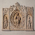 Altarpiece with Christ, Saint John the Baptist, and Saint Margaret, Andrea da Giona (Italian, active ca. 1434–46), Marble (Carrara marble), Italian